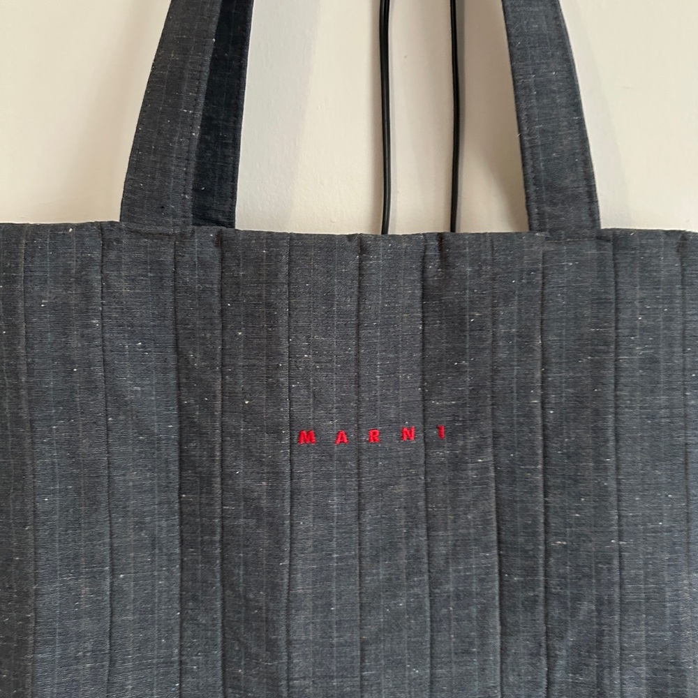 Marni grey and Blue Quilted Fabric bag